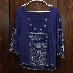 Royal blue 3/4 sleeve blouse